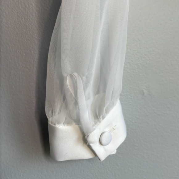 J. R. NITES BY CALIENDO VINTAGE 80’s SATIN & SHEER CROP BLAZER - Picture 6 of 7